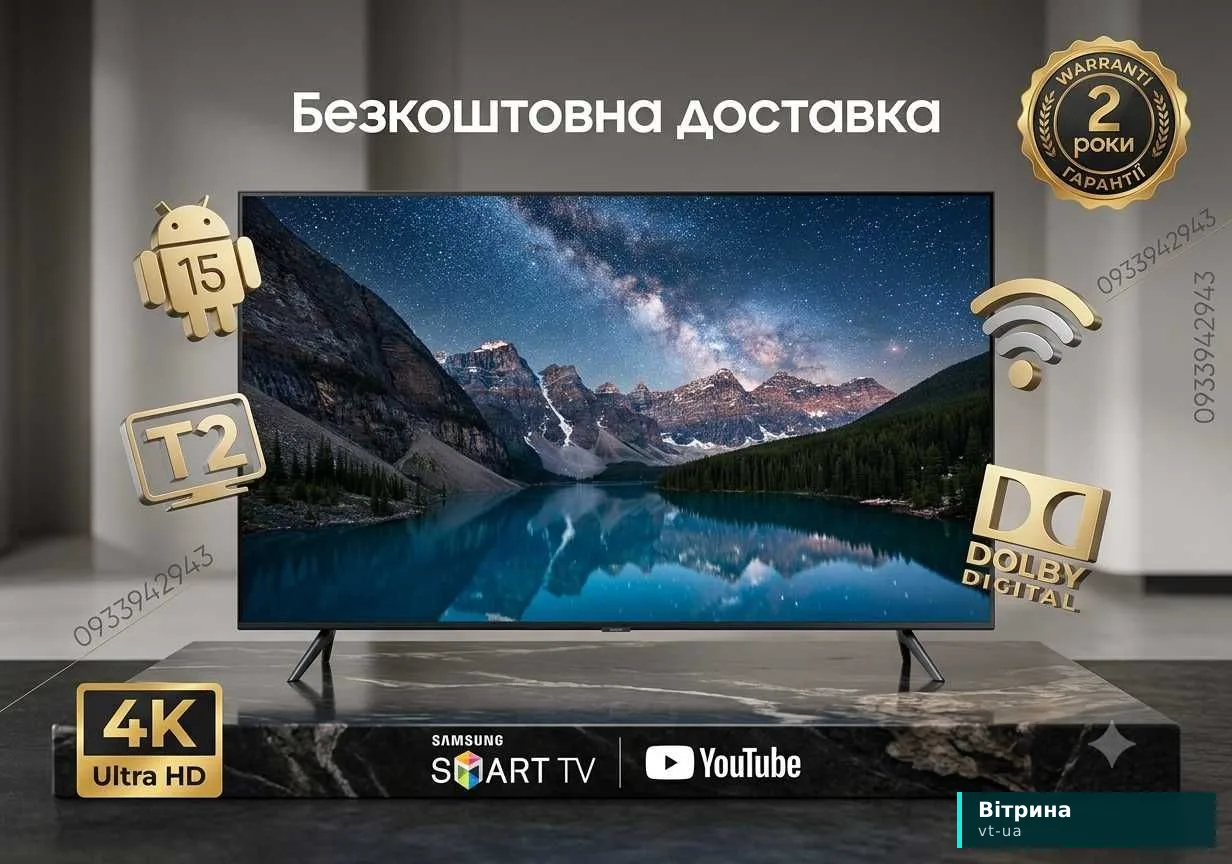 ЗНИЖКА Телевізор Samsung Смарт тв 32 34 40 42 43 45 50 56 дюйма Т2 4К LED UHD WiFi Самсунг голосовий