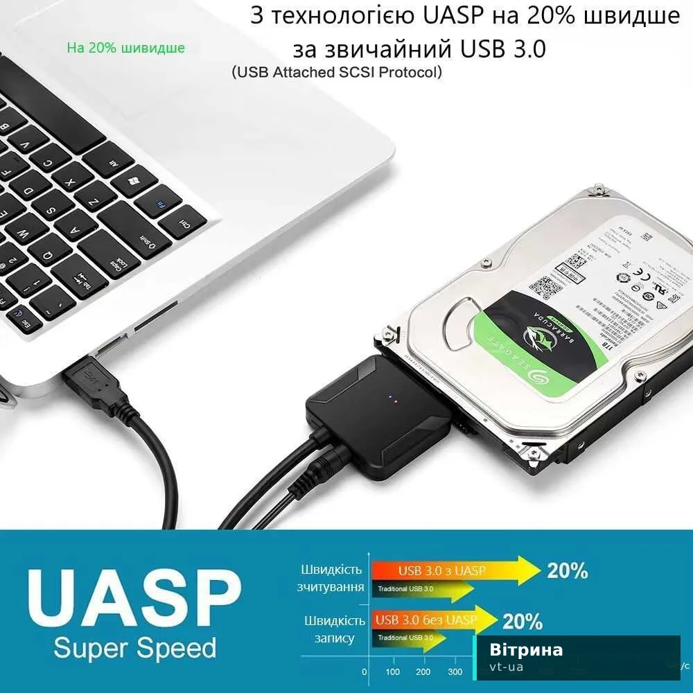 Перехідник SATA на USB для HDD та SSD. Кабель для підключення SATA